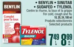 Jean Coutu BENYLIN, SINUTAB, SUDAFED, TYLENOL For cold, cough and flu Selected products offer