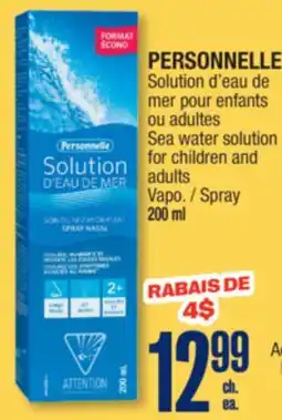 Jean Coutu PERSONNELLE Sea water solution for children and adults Spray offer