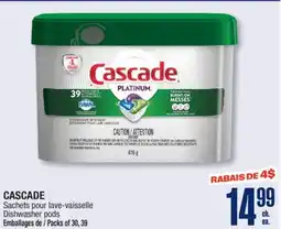 Jean Coutu CASCADE Dishwasher pods offer