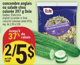 Marché Adonis Concombre anglais ou salade chou colorée Dole | English cucumber or Dole colourful coleslaw salad offer