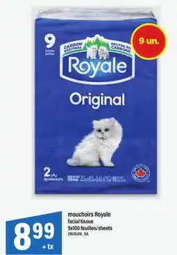 Maxi MOUCHOIRS ROYALE | FACIAL TISSUE, 9X100 FEUILLES/SHEETS offer