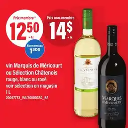 Maxi VIN MARQUIS DE MÉRICOURT OU SÉLECTION CHÂTENOIS offer