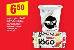 Maxi YOGOURT GREC LIBERTÉ 650/750 G, IÖGO OU SOURCE offer