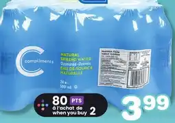 Marches Tradition COMPLIMENTS NATURAL SPRING WATER offer