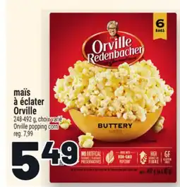 Metro MAÏS À ÉCLATER ORVILLE REDENBACHERS | ORVILLE REDENBACHERS ORVILLE POPPING CORN offer