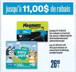 Jean Coutu NINJAMAS, PAMPERS selected training underwear offer