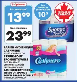 Provigo CASHMERE BATHROOM TISSUE, TOWELS PAPER TOWELS OR SPONGE TOWELS PAPER TOWELS, 6=12 ROULEAUX offer