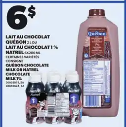 Provigo QUÉBON CHOCOLATE MILK, 2 L OR NATREL CHOCOLATE MILK 1% offer