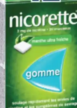 Familiprix Nicorette stop smoking nicotine 2mg gum Ultra Fresh Mint 30un offer