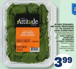 Marché Bonichoix ATTITUDE FRAÎCHE BABY SPINACH, SPRING MIX OR ARUGULA WITHOUT TOPPINGS offer