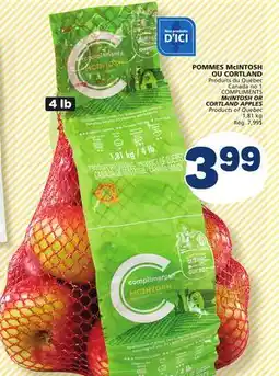 Marché Bonichoix COMPLIMENTS McINTOSH OR CORTLAND APPLES offer