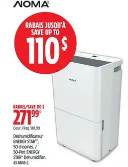 Canadian Tire 50-Pint ENERGY STAR Dehumidifier offer