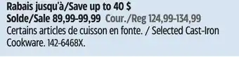 Canadian Tire Paderno Selected Cast-Iron Cookware offer