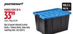 Canadian Tire Mastercraft Heavy-Duty, Easy-Grip Latching Tote offer