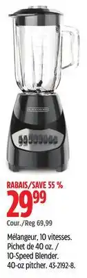 Canadian Tire 10-Speed Blender. 40-oz pitcher offer