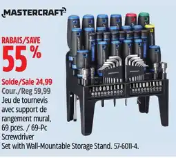 Canadian Tire Mastercraft 69-Pc Screwdriver Set with Wall-Mountable Storage Stand offer
