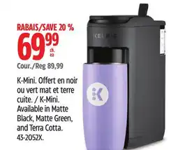 Canadian Tire K-Mini. Available in Matte Black, Matte Green, and Terra Cotta offer