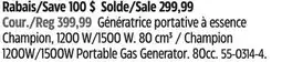 Canadian Tire Champion 1200W/1500W Portable Gas Generator offer