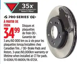 Canadian Tire OE+ Brake Pads and Rotors offer