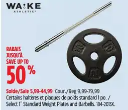 Canadian Tire Select 1˝ Standard Weight Plates and Barbells offer