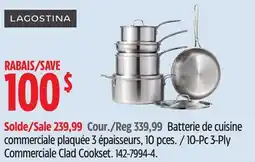 Canadian Tire Lagostina 10-Pc 3-Ply Commerciale Clad Cookset offer