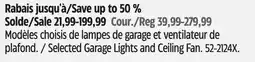 Canadian Tire Selected Garage Lights and Ceiling Fan offer