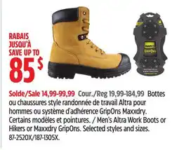 Canadian Tire Men's Altra Work Boots or Hikers or Maxxdry GripOns offer