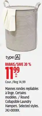 Canadian Tire Round Collapsible Laundry Hampers offer