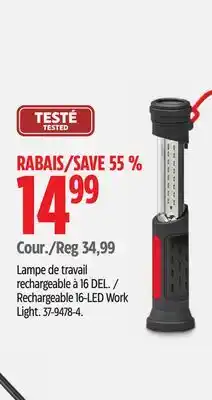 Canadian Tire Rechargeable 16-LED Work Light offer
