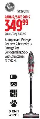 Canadian Tire Hoover Emerge Pet Self-Standing Stick with 2 Batteries offer