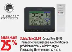 Canadian Tire La Crosse Technology Wireless Digital Forecasting Thermometer offer