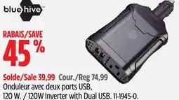 Canadian Tire 120W Inverter with Dual USB Blue Hive offer