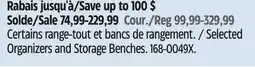 Canadian Tire Canvas Selected Organizers and Storage Benches offer