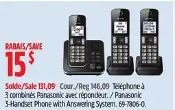 Canadian Tire Panasonic 3-Handset Phone with Answering System offer