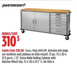 Canadian Tire 72˝ Extra-Wide Rolling Cabinet with Butcher-Block Top offer