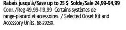 Canadian Tire Selected Closet Kit and Accessory Units offer
