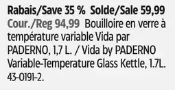 Canadian Tire Vida by PADERNO Variable-Temperature Glass Kettle offer