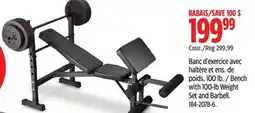 Canadian Tire Bench with 100-lb Weight Set and Barbell offer