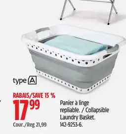 Canadian Tire TYPE A Collapsible Laundry Basket offer