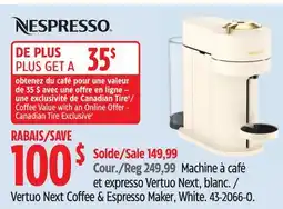 Canadian Tire Nespresso Vertuo Next Coffee & Espresso Maker offer