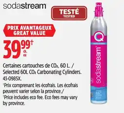 Canadian Tire Sodastream Selected 60L CO2 Carbonating Cylinders offer