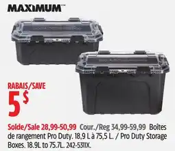 Canadian Tire Maximum Pro Duty Storage Boxes offer