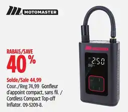 Canadian Tire Motomaster Cordless Compact Top-off Inflator offer
