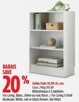 Canadian Tire For Living 3-Shelf Bookcase offer
