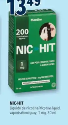 Familiprix NIC-HIT Nicotine liquid, vaporisation/spray, 1mg, 30ml offer