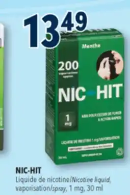 Familiprix NIC-HIT, Liquide de nicotine Nicotine liquid, vaporisation, 1 mg offer