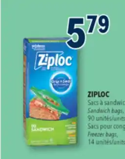 Familiprix ZIPLOC, Sacs à Sandwich bags, 90 units or Freezer bags, 14 units offer