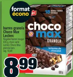 Super C BARRES GRANOLA CHOCO MAX LECLERC | LECLERC CHOCO MAX GRANOLA BARS offer