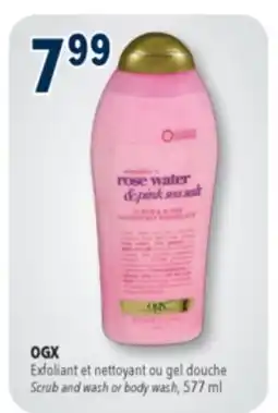 Familiprix OGX Scrub and wash or body wash, 577ml offer