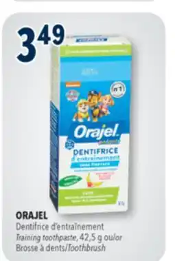 Familiprix ORAJEL, Training toothpaste, 42,5 g or Toothbrush offer